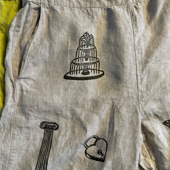 Block printed pre-owned Sigrid Olsen 100% linen pants - Picture 3 of 7